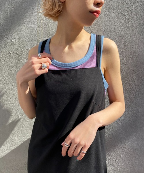 CIAOPANIC（チャオパニック）の「【新色追加】リブボーダータンク（タンクトップ・レディース・キャメル/ピンク/ボルドー/グリーン/イエロー・FREE）」の11枚目の写真