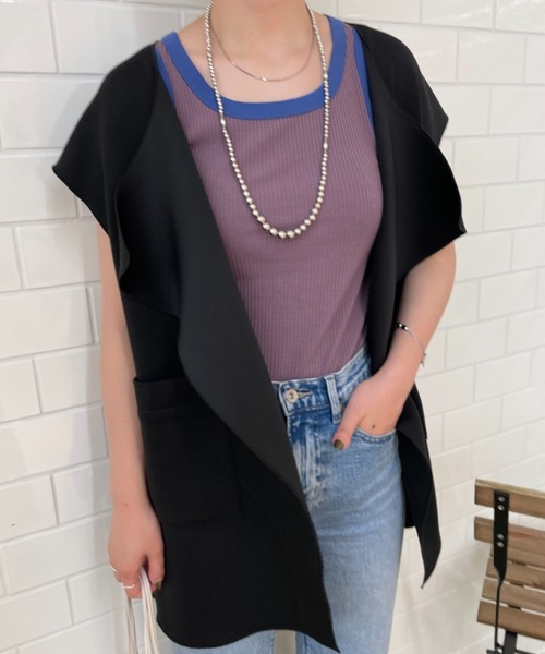 CIAOPANIC（チャオパニック）の「【新色追加】リブボーダータンク（タンクトップ・レディース・キャメル/ピンク/ボルドー/グリーン/イエロー・FREE）」の14枚目の写真