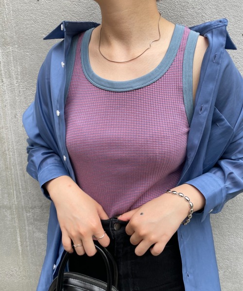 CIAOPANIC（チャオパニック）の「【新色追加】リブボーダータンク（タンクトップ・レディース・キャメル/ピンク/ボルドー/グリーン/イエロー・FREE）」の18枚目の写真