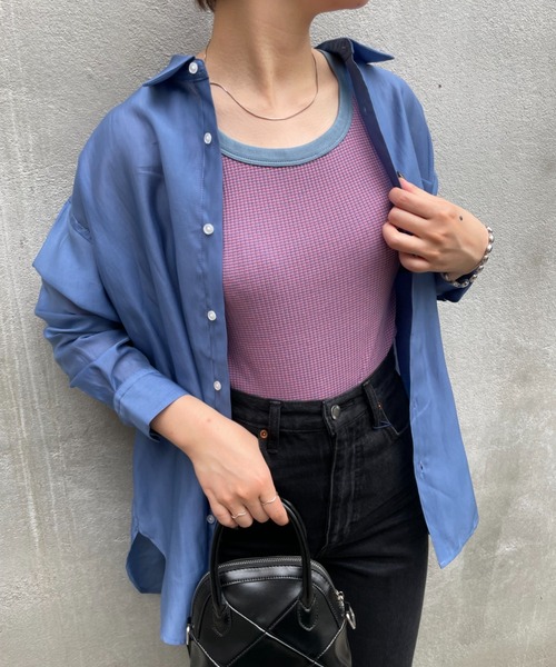 CIAOPANIC（チャオパニック）の「【新色追加】リブボーダータンク（タンクトップ・レディース・キャメル/ピンク/ボルドー/グリーン/イエロー・FREE）」の17枚目の写真