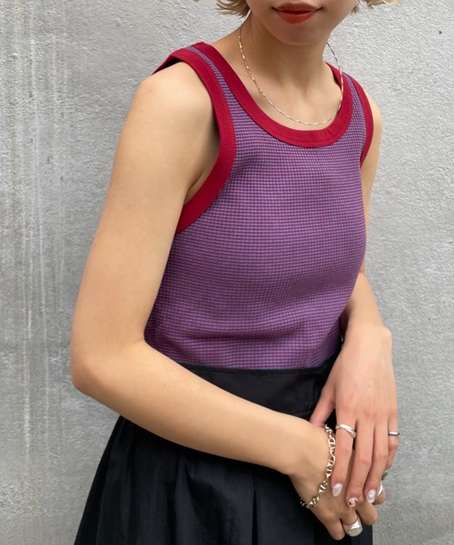CIAOPANIC（チャオパニック）の「【新色追加】リブボーダータンク（タンクトップ・レディース・キャメル/ピンク/ボルドー/グリーン/イエロー・FREE）」の20枚目の写真