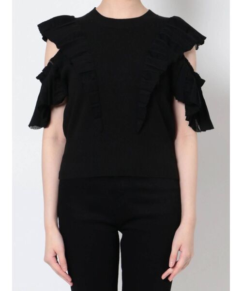 LAGUNAMOON（ラグナムーン）の「プリーツフリルニットプルオーバー（ニット/セーター・レディース・ブラック/パープル/アイボリー・FREE）」の4枚目の写真