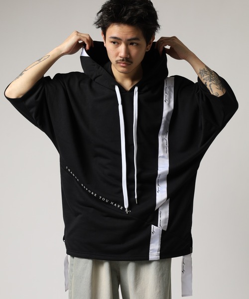 セール】Asymmetric dolman T-hoodie / アシンメトリードルマンT