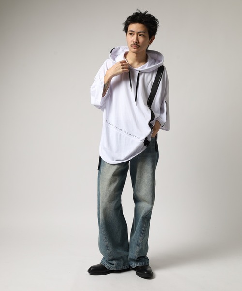 RE730(アールイーセブンサーティー)の「Asymmetric dolman T-hoodie / アシンメトリードルマンTパーカー(パーカー・メンズ・ブラック/ブラック系その他/ホワイト/ホワイト系その他/マルチ/ブラック系その他2・XL/M/L)」の19枚目の写真