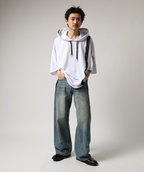 RE730(アールイーセブンサーティー)の「Asymmetric dolman T-hoodie / アシンメトリードルマンTパーカー(パーカー・メンズ・ブラック/ブラック系その他/ホワイト/ホワイト系その他/マルチ/ブラック系その他2・XL/M/L)」の18枚目の写真