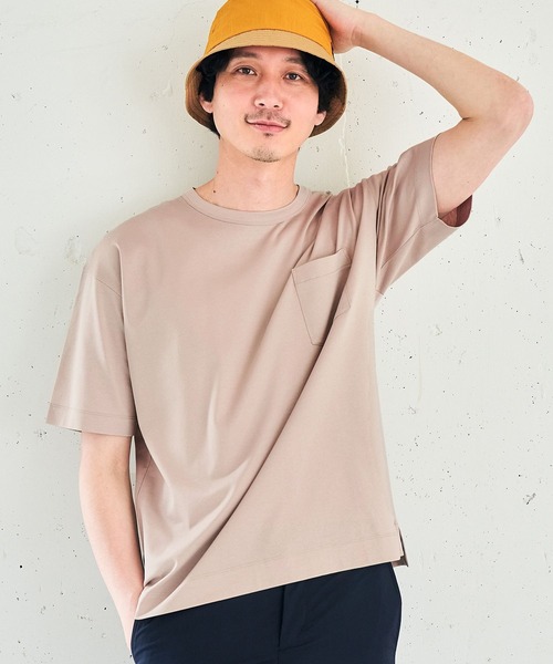 GLOBAL WORK（グローバルワーク）の「抗菌クリーンＴｅｅ半袖/255795（Tシャツ/カットソー・メンズ・ネイビー/ライトグリーン/キャメル/ベージュ/ホワイト/スカイブルー/ライトブルー/グレー/イエロー/ブラック・LARGE/SMALL/X-LARGE/MEDIUM）」の5枚目の写真