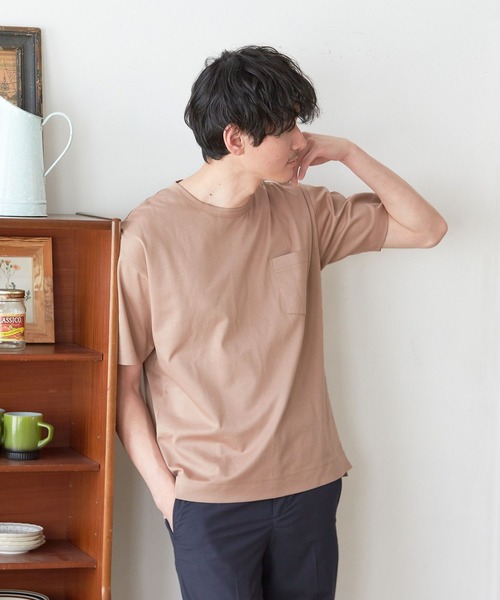 GLOBAL WORK（グローバルワーク）の「抗菌クリーンＴｅｅ半袖/255795（Tシャツ/カットソー・メンズ・ネイビー/ライトグリーン/キャメル/ベージュ/ホワイト/スカイブルー/ライトブルー/グレー/イエロー/ブラック・LARGE/SMALL/X-LARGE/MEDIUM）」の10枚目の写真