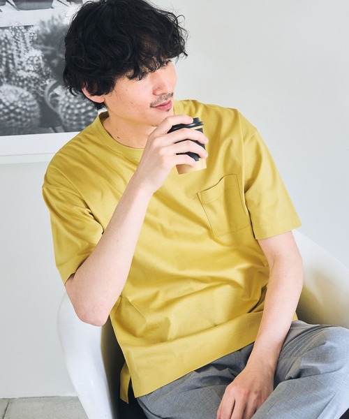 GLOBAL WORK（グローバルワーク）の「抗菌クリーンＴｅｅ半袖/255795（Tシャツ/カットソー・メンズ・ネイビー/ライトグリーン/キャメル/ベージュ/ホワイト/スカイブルー/ライトブルー/グレー/イエロー/ブラック・LARGE/SMALL/X-LARGE/MEDIUM）」の9枚目の写真