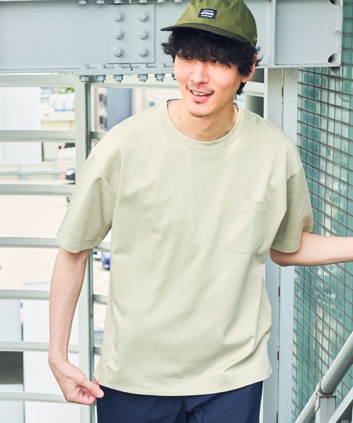 GLOBAL WORK（グローバルワーク）の「抗菌クリーンＴｅｅ半袖/255795（Tシャツ/カットソー・メンズ・ネイビー/ライトグリーン/キャメル/ベージュ/ホワイト/スカイブルー/ライトブルー/グレー/イエロー/ブラック・LARGE/SMALL/X-LARGE/MEDIUM）」の6枚目の写真