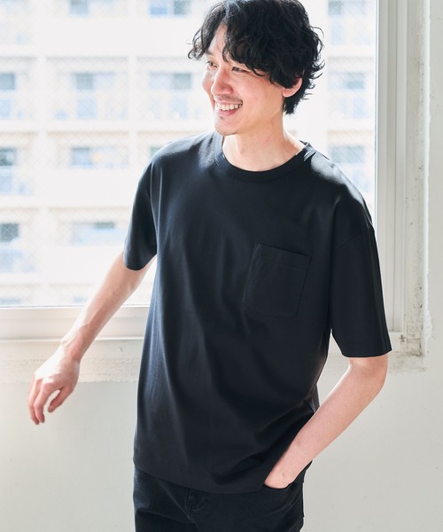 GLOBAL WORK（グローバルワーク）の「抗菌クリーンＴｅｅ半袖/255795（Tシャツ/カットソー・メンズ・ネイビー/ライトグリーン/キャメル/ベージュ/ホワイト/スカイブルー/ライトブルー/グレー/イエロー/ブラック・LARGE/SMALL/X-LARGE/MEDIUM）」の3枚目の写真