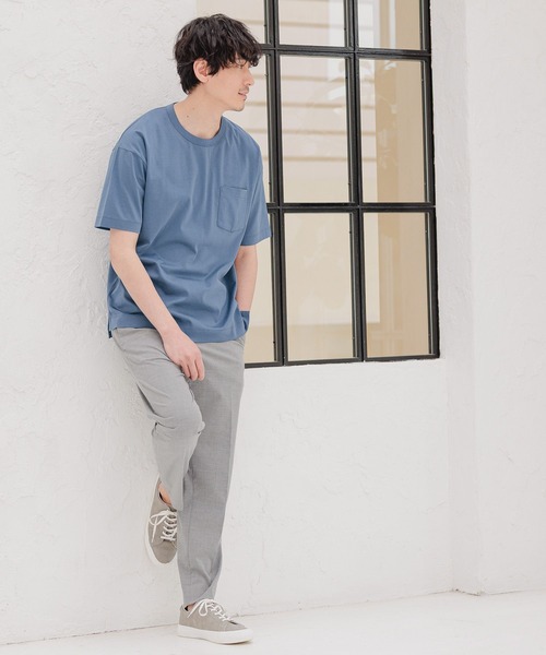 GLOBAL WORK（グローバルワーク）の「抗菌クリーンＴｅｅ半袖/255795（Tシャツ/カットソー・メンズ・ネイビー/ライトグリーン/キャメル/ベージュ/ホワイト/スカイブルー/ライトブルー/グレー/イエロー/ブラック・LARGE/SMALL/X-LARGE/MEDIUM）」の12枚目の写真