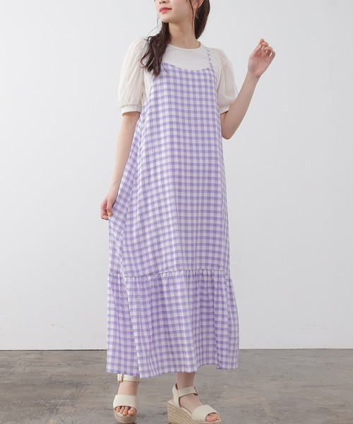 Honeys（ハニーズ）の「キャミワンピース（ワンピース・レディース・ブラック/ブラック×ホワイト/グリーン系その他/パープル系その他・S/M/L）」の4枚目の写真