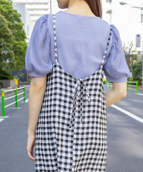 Honeys（ハニーズ）の「キャミワンピース（ワンピース・レディース・ブラック/ブラック×ホワイト/グリーン系その他/パープル系その他・S/M/L）」の12枚目の写真