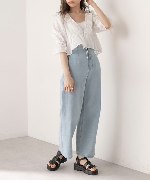 OLIVE des OLIVE（オリーブデオリーブ）の「フリルカーディガンブラウス（シャツ/ブラウス・レディース・ホワイト/オフホワイト/アイボリー・FREE）」の4枚目の写真