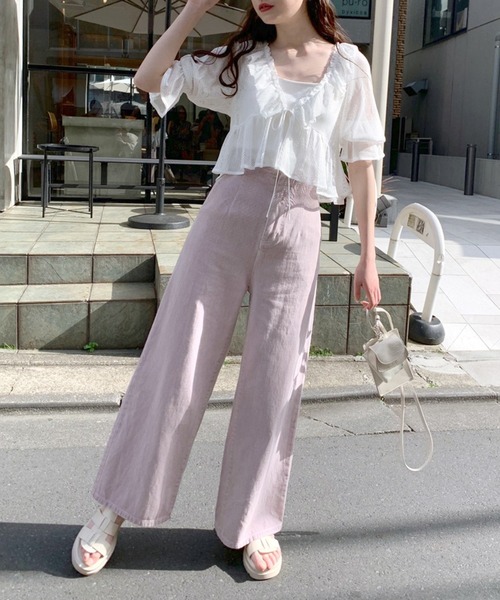 OLIVE des OLIVE（オリーブデオリーブ）の「フリルカーディガンブラウス（シャツ/ブラウス・レディース・ホワイト/オフホワイト/アイボリー・FREE）」の5枚目の写真