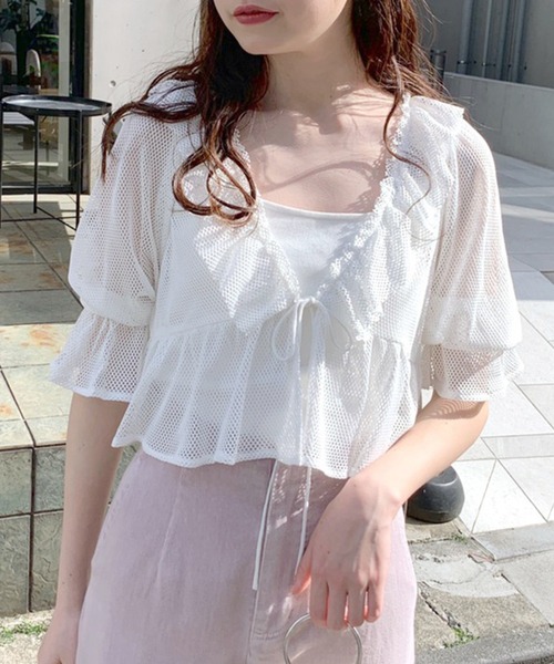 OLIVE des OLIVE（オリーブデオリーブ）の「フリルカーディガンブラウス（シャツ/ブラウス・レディース・ホワイト/オフホワイト/アイボリー・FREE）」の9枚目の写真