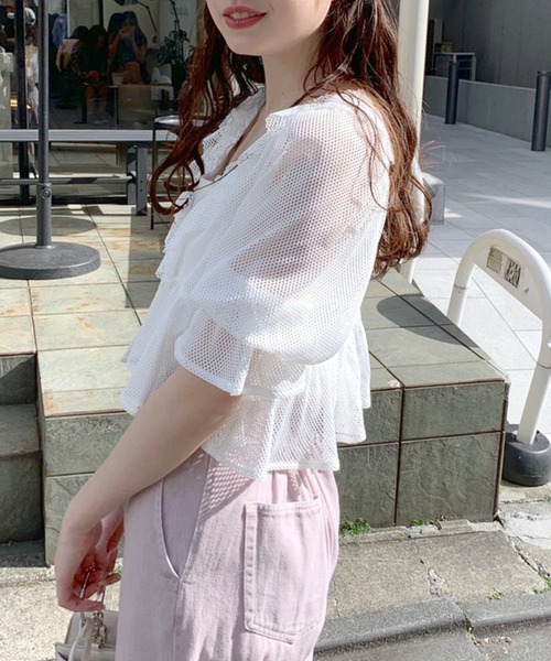 OLIVE des OLIVE（オリーブデオリーブ）の「フリルカーディガンブラウス（シャツ/ブラウス・レディース・ホワイト/オフホワイト/アイボリー・FREE）」の20枚目の写真