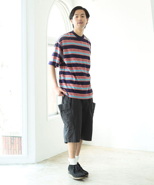 BEAMS(ビームス)の「BEAMS / ジャカード ボーダー クルーネック Tシャツ(Tシャツ/カットソー・メンズ・ネイビー/アイボリー・SMALL/MEDIUM/LARGE/X-LARGE)」の6枚目の写真