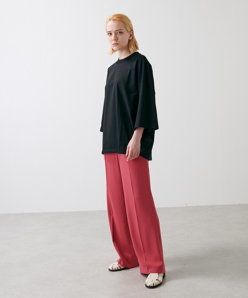 Lui's（ルイス）の「プレミアムスビンモダンビッグシルエットTシャツ（Tシャツ/カットソー・メンズ・ホワイト/ブラック/ライトベージュ・FREE）」の14枚目の写真