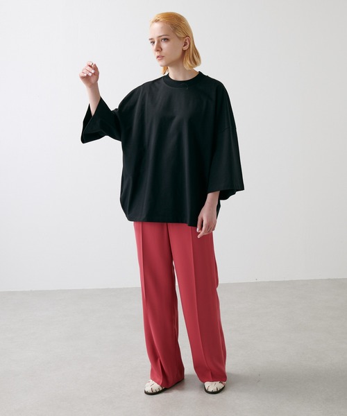 Lui's（ルイス）の「プレミアムスビンモダンビッグシルエットTシャツ（Tシャツ/カットソー・メンズ・ホワイト/ブラック/ライトベージュ・FREE）」の15枚目の写真