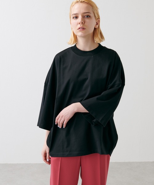 Lui's（ルイス）の「プレミアムスビンモダンビッグシルエットTシャツ（Tシャツ/カットソー・メンズ・ホワイト/ブラック/ライトベージュ・FREE）」の16枚目の写真