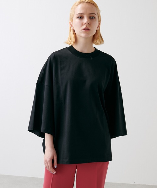 Lui's（ルイス）の「プレミアムスビンモダンビッグシルエットTシャツ（Tシャツ/カットソー・メンズ・ホワイト/ブラック/ライトベージュ・FREE）」の17枚目の写真