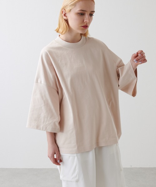 Lui's（ルイス）の「プレミアムスビンモダンビッグシルエットTシャツ（Tシャツ/カットソー・メンズ・ホワイト/ブラック/ライトベージュ・FREE）」の22枚目の写真