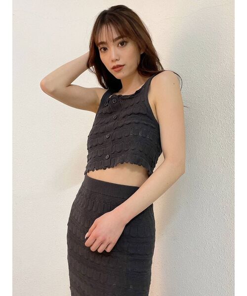 GYDA（ジェイダ）の「【セットアップ着用可】2WAY OPEN WORK ニットタンクトップ（タンクトップ・レディース・チャコールグレー/その他1/オフホワイト・FREE）」の12枚目の写真