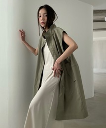 スタンドカラーロングベスト