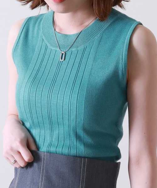 Cheek（チーク）の「ランダムリブノースリニット（ニット/セーター・レディース・イエロー/ネイビー/アイボリー/ブルー・MEDIUM）」の3枚目の写真