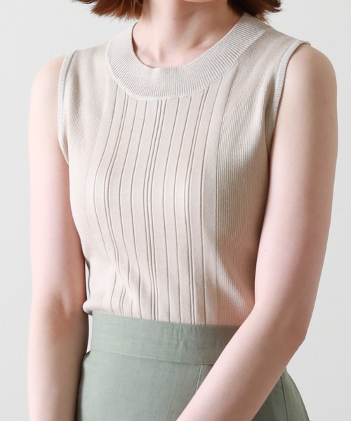 Cheek（チーク）の「ランダムリブノースリニット（ニット/セーター・レディース・イエロー/ネイビー/アイボリー/ブルー・MEDIUM）」の2枚目の写真