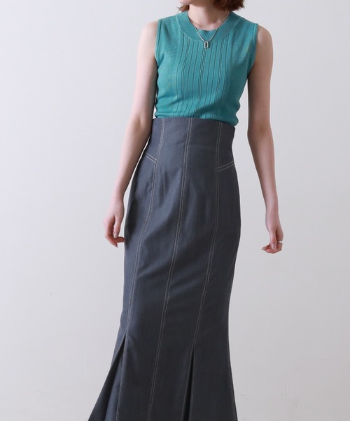 Cheek（チーク）の「ランダムリブノースリニット（ニット/セーター・レディース・イエロー/ネイビー/アイボリー/ブルー・MEDIUM）」の18枚目の写真