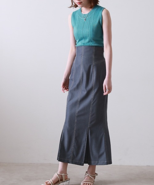 Cheek（チーク）の「ランダムリブノースリニット（ニット/セーター・レディース・イエロー/ネイビー/アイボリー/ブルー・MEDIUM）」の19枚目の写真