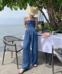 Jewelobe（ジュエローブ）の「バストシャーリングデニムキャミサロペット（サロペット/オーバーオール・レディース）」