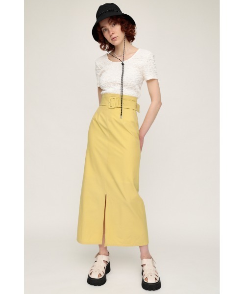 SLY(スライ)の「LIL-STRETCH BELTED SK Iライン スカート(スカート・レディース・ブラック/イエロー/マルチ・1/2/0)」の3枚目の写真