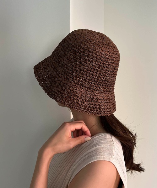 CAPRICIEUX LE'MAGE(カプリシューレマージュ)の「ペーパーハット(ハット・レディース・ベージュ/ブラウン・FREE)」の1枚目の写真