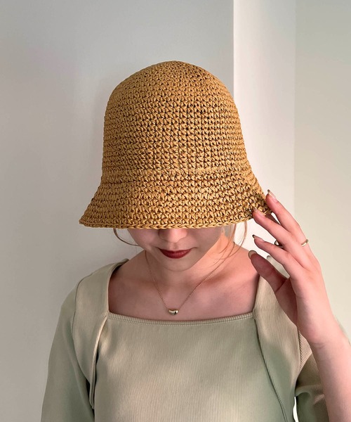 CAPRICIEUX LE'MAGE(カプリシューレマージュ)の「ペーパーハット(ハット・レディース・ベージュ/ブラウン・FREE)」の5枚目の写真