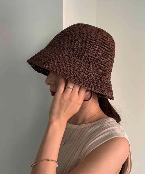 CAPRICIEUX LE'MAGE(カプリシューレマージュ)の「ペーパーハット(ハット・レディース・ベージュ/ブラウン・FREE)」の8枚目の写真