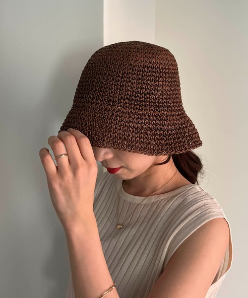 CAPRICIEUX LE'MAGE(カプリシューレマージュ)の「ペーパーハット(ハット・レディース・ベージュ/ブラウン・FREE)」の9枚目の写真