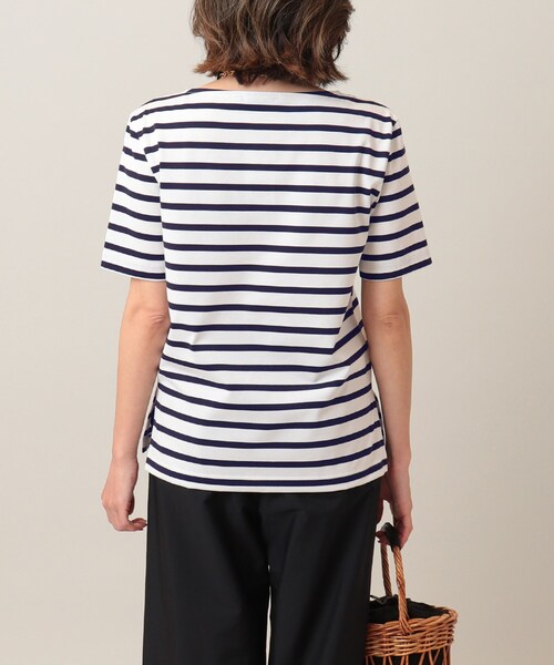 UNTITLED - UNTITLED 裾アシンメトリー ボーダー カットソー UNTITLED（アンタイトル）の「◇【STORY掲載】ボーダー半袖