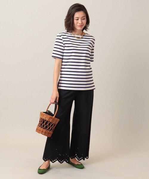 UNTITLED - UNTITLED 裾アシンメトリー ボーダー カットソー UNTITLED（アンタイトル）の「◇【STORY掲載】ボーダー半袖