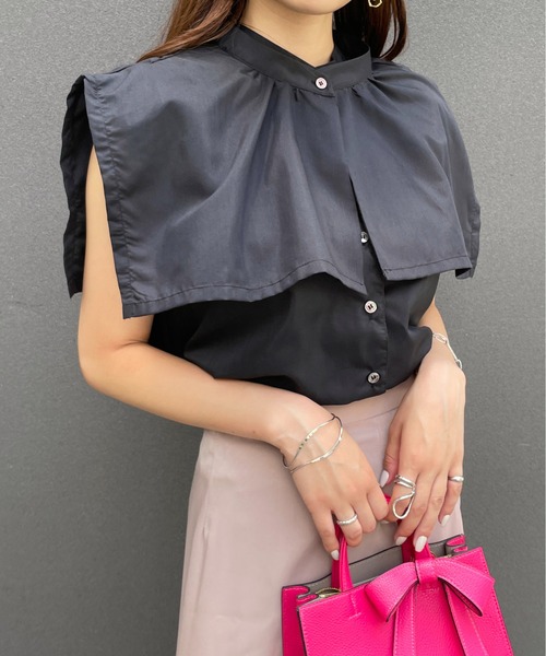 StyleSea(スタイルシー)の「ケープカラー付き前後2Wayブラウス(シャツ/ブラウス・レディース・ホワイト/ブラック・MEDIUM)」の2枚目の写真