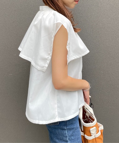 StyleSea(スタイルシー)の「ケープカラー付き前後2Wayブラウス(シャツ/ブラウス・レディース・ホワイト/ブラック・MEDIUM)」の6枚目の写真