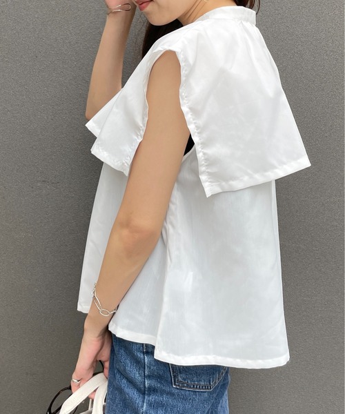 StyleSea(スタイルシー)の「ケープカラー付き前後2Wayブラウス(シャツ/ブラウス・レディース・ホワイト/ブラック・MEDIUM)」の7枚目の写真