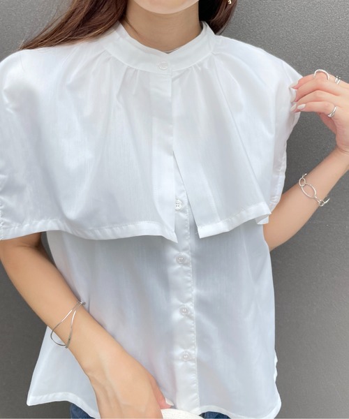 StyleSea(スタイルシー)の「ケープカラー付き前後2Wayブラウス(シャツ/ブラウス・レディース・ホワイト/ブラック・MEDIUM)」の5枚目の写真