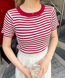 ボーダーリブニットT