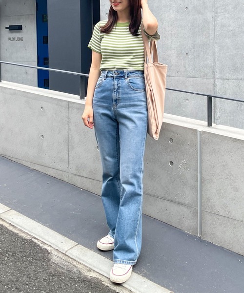 frunco（フランコ）の「ボーダーリブニットT（Tシャツ/カットソー・レディース・グリーン/レッド/ブラック・FREE）」の5枚目の写真