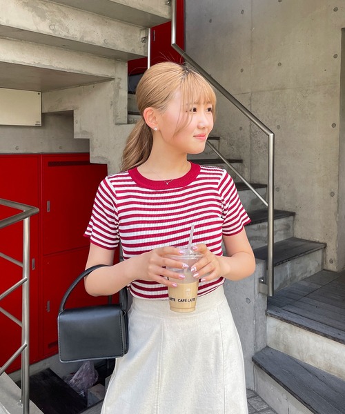 frunco（フランコ）の「ボーダーリブニットT（Tシャツ/カットソー・レディース・グリーン/レッド/ブラック・FREE）」の14枚目の写真