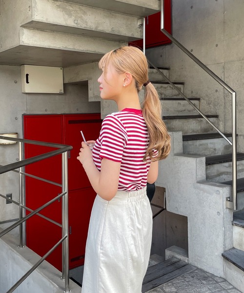 frunco（フランコ）の「ボーダーリブニットT（Tシャツ/カットソー・レディース・グリーン/レッド/ブラック・FREE）」の15枚目の写真