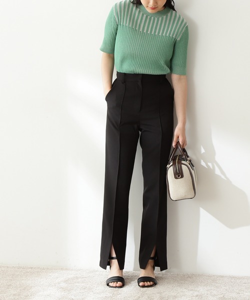 N.（N. Natural Beauty Basic）（エヌエヌナチュラルビューティーベーシック）の「【S Size Line】◆スリットテーパードパンツ（その他パンツ・レディース・ブラック/オフホワイト・SMALL/MEDIUM）」の2枚目の写真